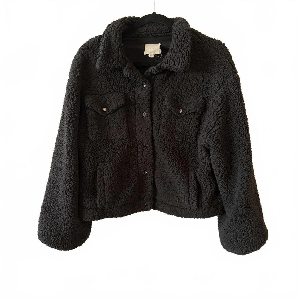 Le Lis Black Sherpa Jacket